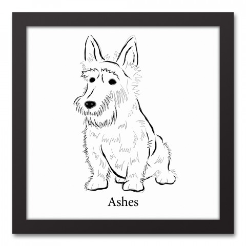 Scottie Sketch 12x12 Personalized Black Framed Canvas