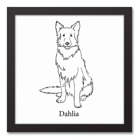 Shepherd Sketch 12x12 Personalized Black Framed Canvas