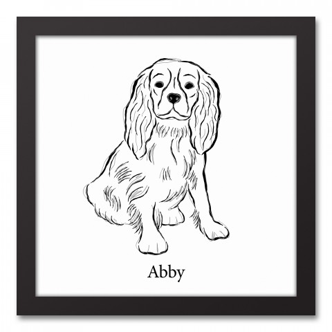 Spaniel Sketch 12x12 Personalized Black Framed Canvas