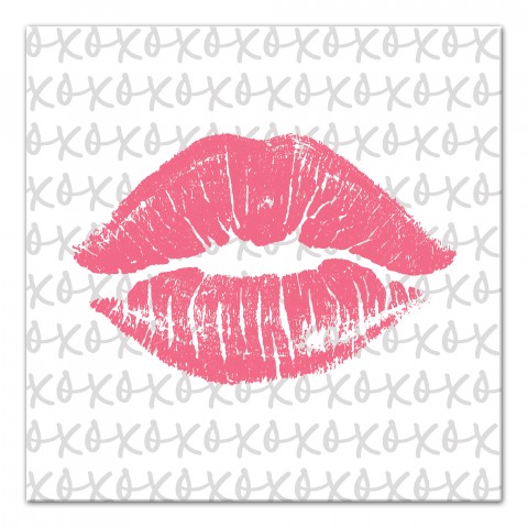 Valentine Pink Kiss 12x12 Canvas Wall Art