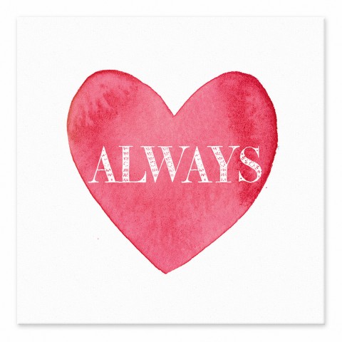 Always Love You Watercolor Heart 6x6 Tabletop Canvas
