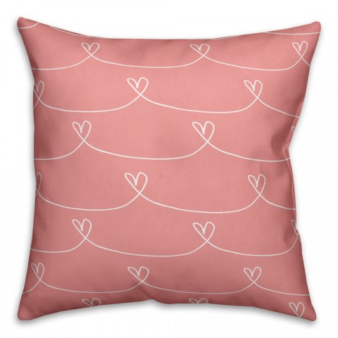 Pink Hearts 18x18 Spun Poly Pillow