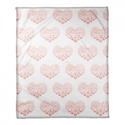 Tiny Pink Hearts 50x60 Coral Fleece Blanket