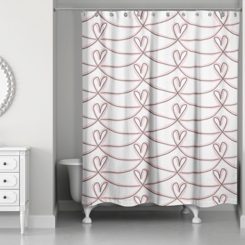 Pink Hearts 71x74 Shower Curtain