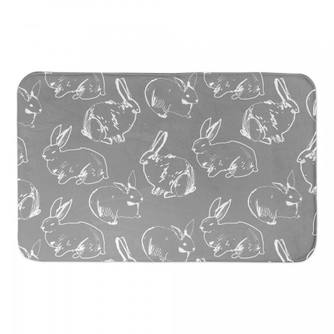 Gray Bunny Sketch 34x21 Bath Mat