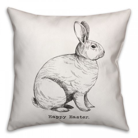 Happy Easter Bunny 18x18 Spun Poly Pillow