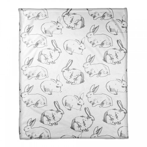 Gray Bunny Sketch 30x40 Coral Fleece Blanket