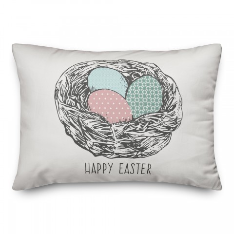 Happy Easter Eggs 14x20 Spun Poly Pillow