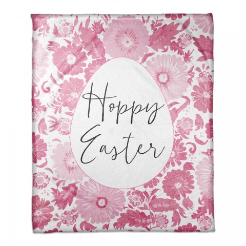 Hoppy Easter Floral Egg 50x60 Coral Fleece Blanket