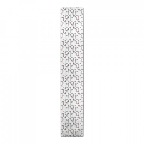 Cute White Rabbit Pattern Cotton Twill Runner