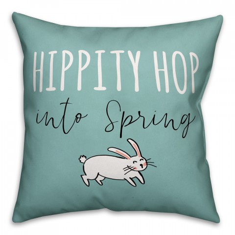 Hippity Hop Into Spring 18x18 Spun Poly Pillow