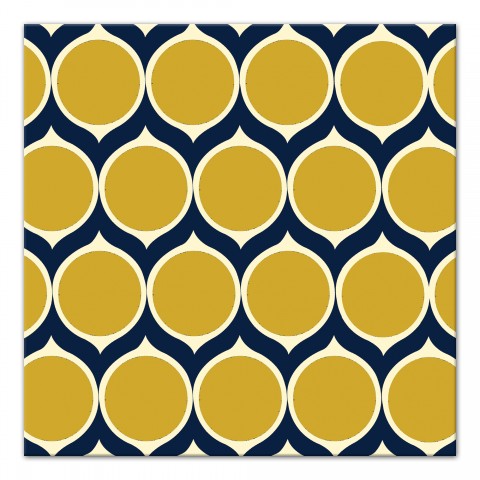 Blue & Yellow Ogee Pattern 12x12 Canvas Wall Art