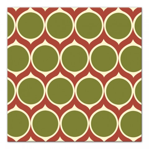 Red & Green Ogee Pattern 12x12 Canvas Wall Art