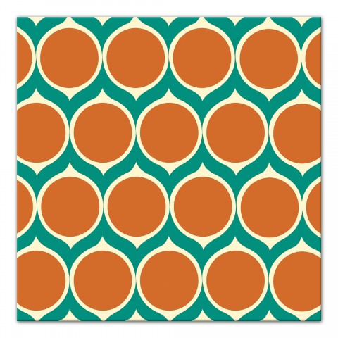Blue & Orange Ogee Pattern 12x12 Canvas Wall Art