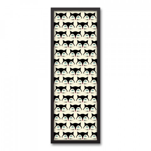 Mod Cats 12x36 Black Framed Canvas