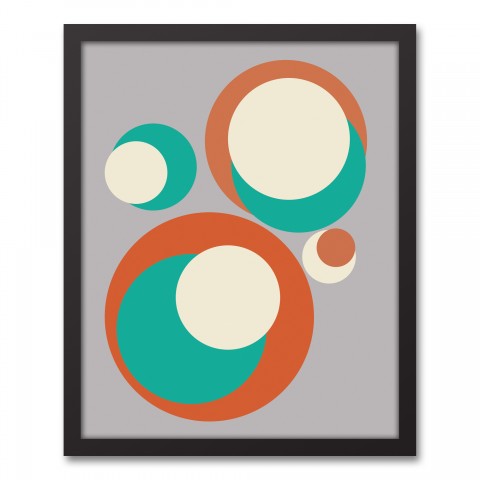 Retro Circles 16x20 Black Framed Canvas