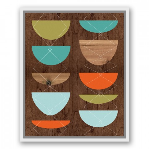 Stacked Bowls 16x20 White Floating Framed Canvas
