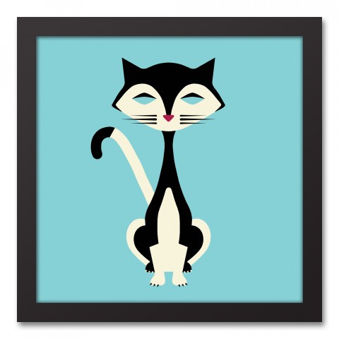 Mod Cat 12x12 Black Framed Canvas
