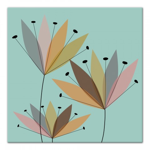 Mod Flower Blooms 20x20 Canvas Wall Art