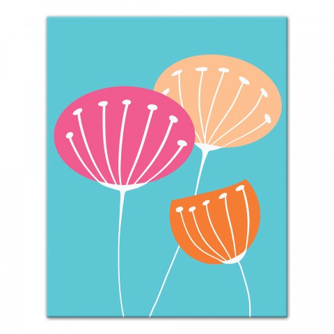 Bright Mod Flowers 8x10 Tabletop Canvas