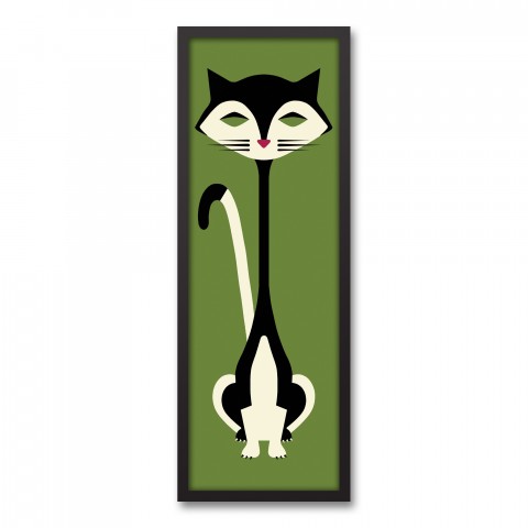 Mod Cat 12x36 Black Framed Canvas