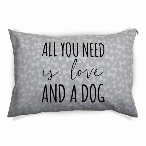 All You Need is Love and a Dog, Gray 30x40 Indoor / Outdoor Pet Bed