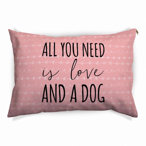 All You Need is Love and a Dog, Coral 30x40 Indoor / Outdoor Pet Bed