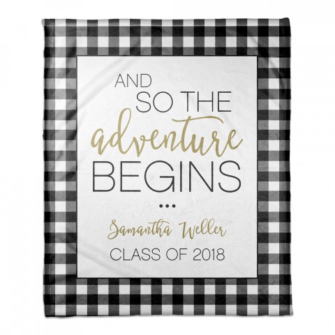So the Adventure Begins 50x60 Personalized Coral Fleece Blanket