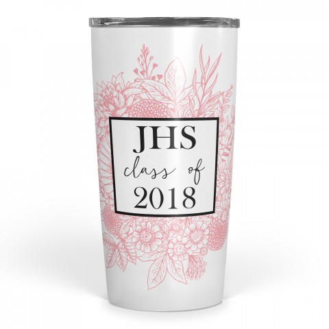 Pink Floral Monogram 20 oz Personalized Tumbler