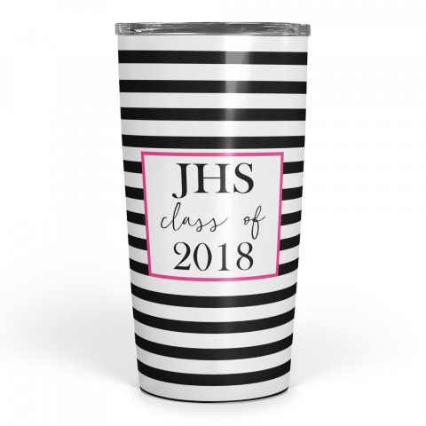 Black Striped Monogram 20 oz Personalized Tumbler