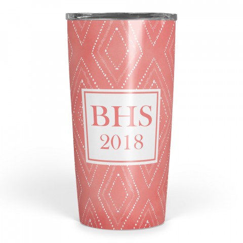 Coral Tribal Dots Monogram 20 oz Personalized Tumbler
