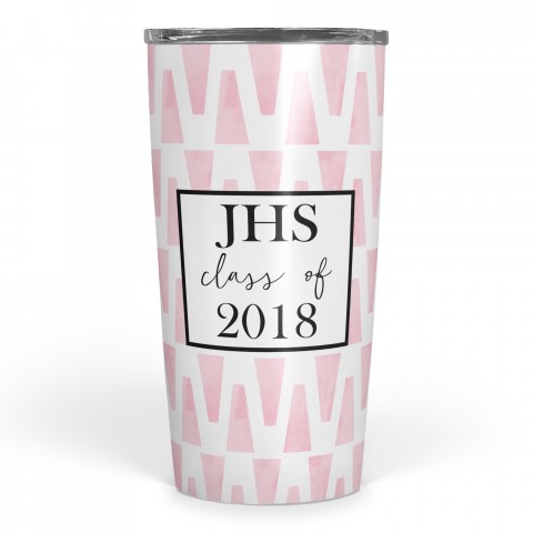 Pink Watercolor Triangles 20 oz Personalized Tumbler