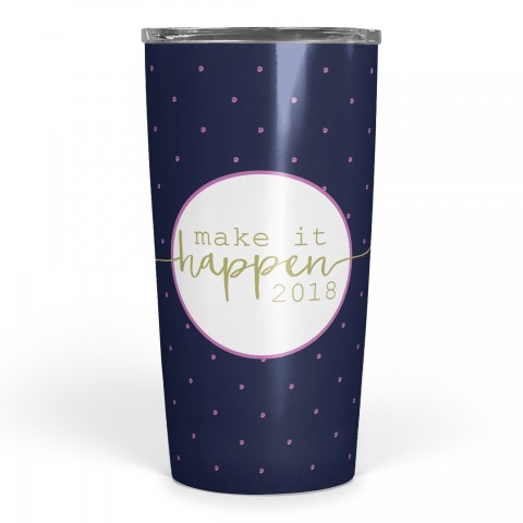 Make it Happen Purple Polka Dots 20 oz Personalized Tumbler