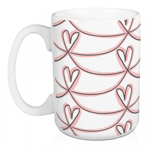 Pink Heart Lines Pattern 15 oz Mug