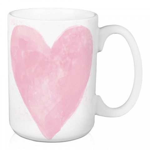 Pink Watercolor Heart 15 oz Mug