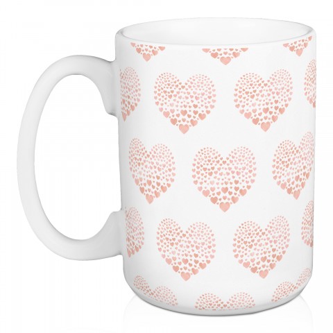 Pink & White Hearts 15 oz Mug