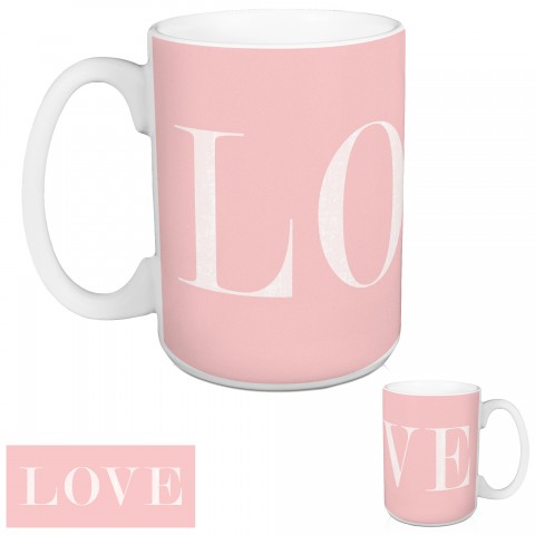 Pink & White Love 15 oz Mug