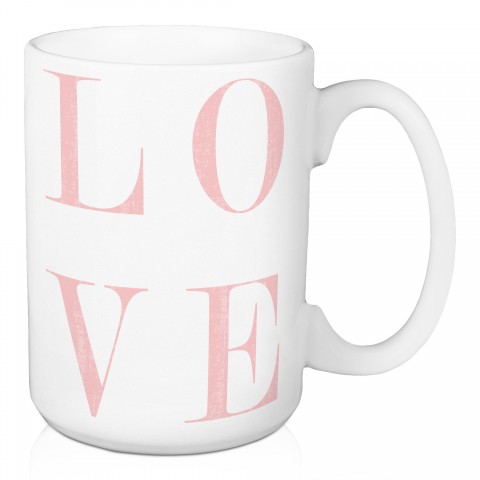 White & Pink Love 15 oz Mug