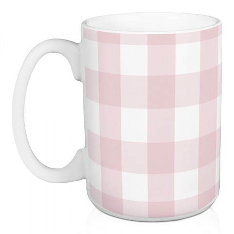 Pink & White Buffalo Check 15 oz Mug