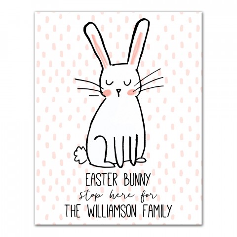 Easter Bunny Stops Here 11x14 Personalized Canvas Wall Art