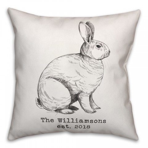 Bunny Sketch 18x18 Personalized Spun Poly Pillow