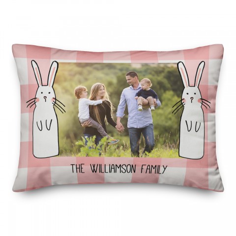 Buffalo Check Bunny 14x20 Personalized Spun Poly Pillow