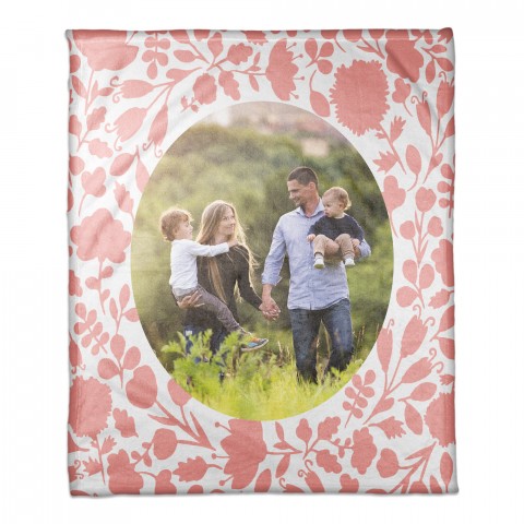 Coral Florals 50x60 Personalized Coral Fleece Blanket