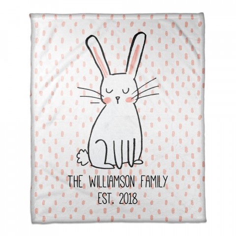 Polka Dots Bunny 50x60 Personalized Coral Fleece Blanket