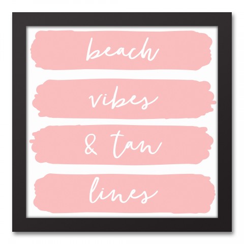 Beach Vibes and Tan Lines 12x12 Black Framed Canvas
