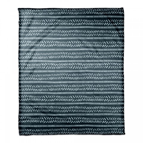 Blue Box and Dash Print 50x60 Coral Fleece Blanket
