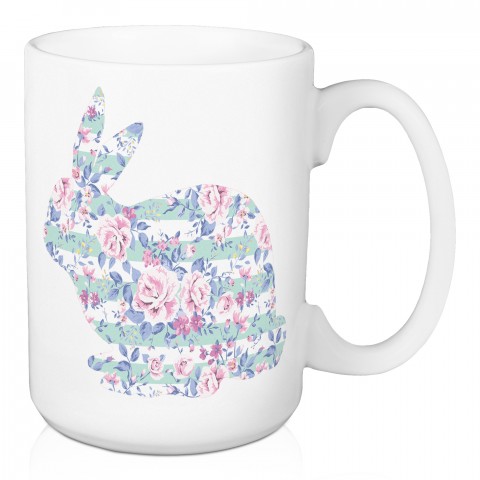 Floral Rabbit Blue 15 oz Mug