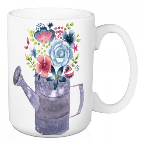 Floral Spring Watering Can 15 oz Mug