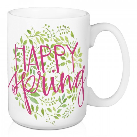 Happy Spring Greenery 15 oz Mug
