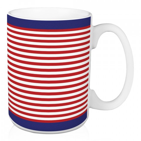 Nautical Red and Navy Stripes 15 oz Mug